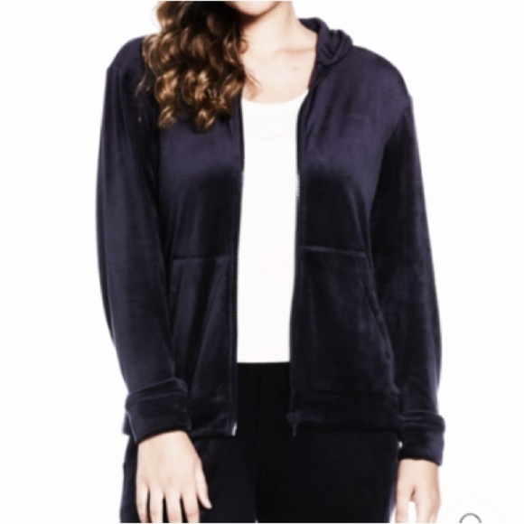 Zella Black Velour Zip Up Hoodie New Size Large - Picture 1 of 7